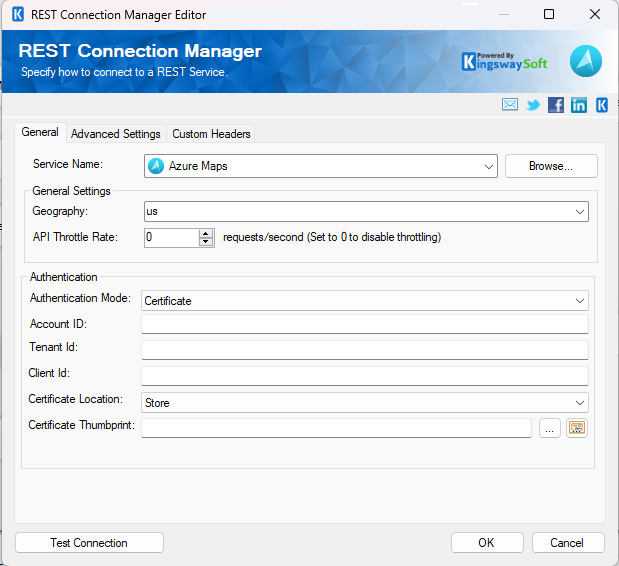 Azure Maps Connection Manager - Certificate